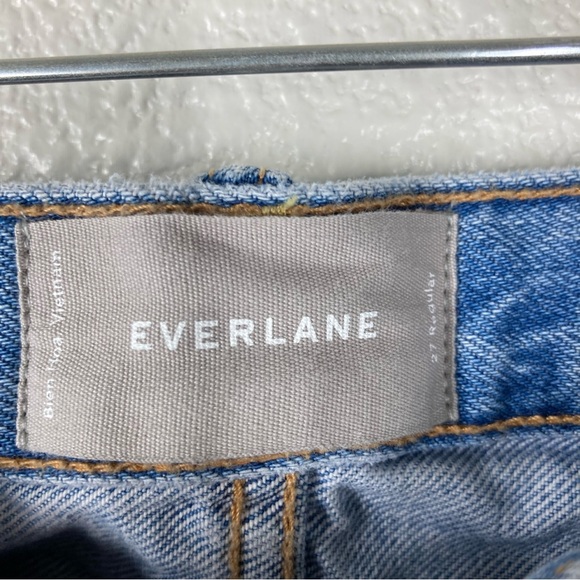 Everlane Women's O-S Boy Friend Cut Off Denim Shorts 27 Light Wash Button Fly - Picture 12 of 12